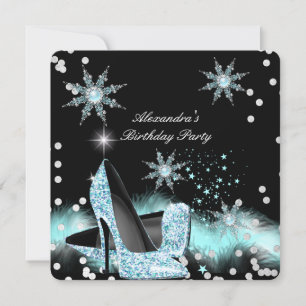 Glitzer Licht Türkis Blaue High Heels Geburtstagsf Einladung