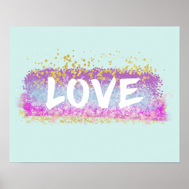 Glitzer Liebe Farbiges Poster (Vorne)