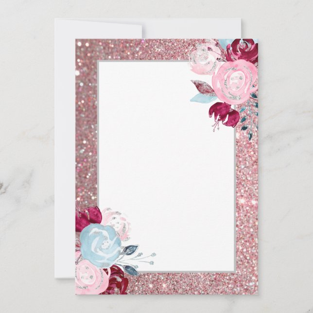 Glitzer Lila Blank Einladung (Vorderseite)