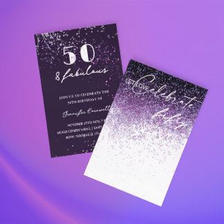 Glitzer Lila Confetti JEDES JAHR Geburtstag Einladung