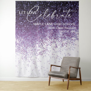 Glitzer Lila Confetti-Klasse Wiedersehen - Hinterg Wandteppich
