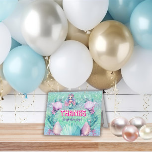 Glitzer Lila Mermaid Geburtstag Dankeskarte
