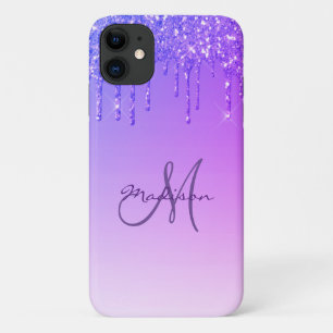 Glitzer Lila Monogram Glitzern Glam Girly Trendy Case-Mate iPhone Hülle