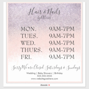 Glitzer Lila Pink Salon Business Signaturaufkleber Aufkleber