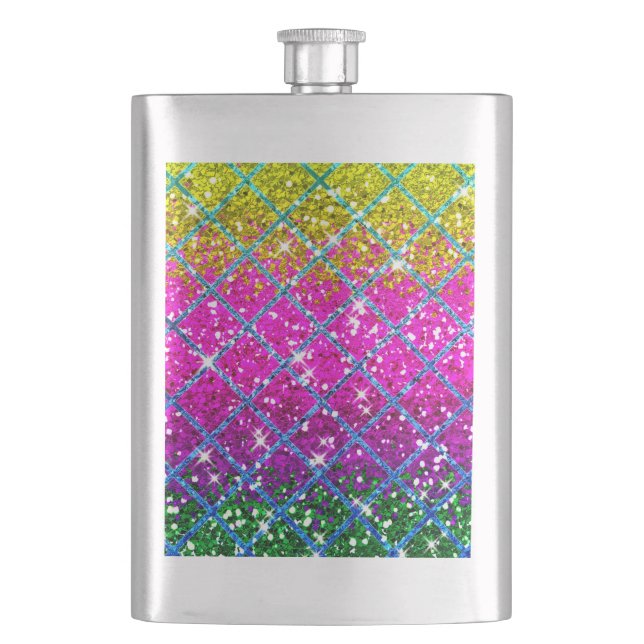 Glitzer Lila Snakeskin Flachmann (Vorderseite)