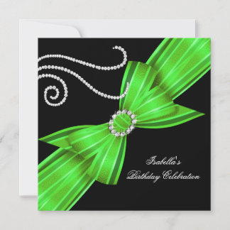 Glitzer Limon Diamond Bow Black Birthday Party Einladung