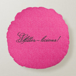 Glitzer-liziös, rosa-schwarz, rundgezogenes Kissen