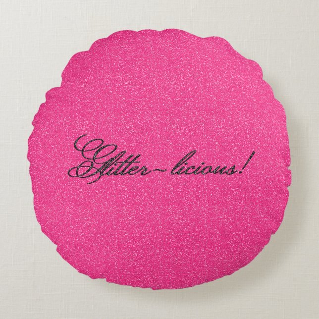 Glitzer-liziös, rosa-schwarz, rundgezogenes Kissen (Vorderseite)