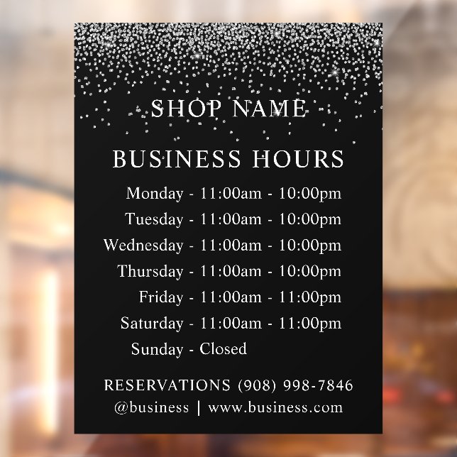 Glitzer | Logos und Geschäftszeiten | Decal Sign Fensteraufkleber (Blatt 2)