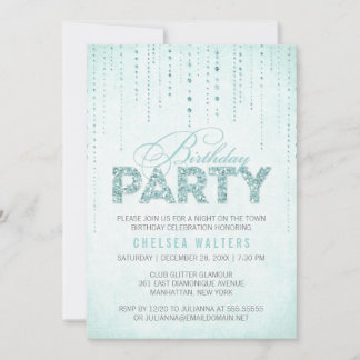 Glitzer Look Geburtstagsparty Einladung