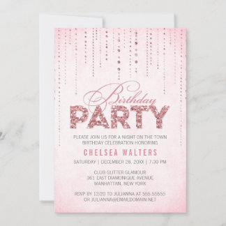 Glitzer Look Geburtstagsparty Einladung