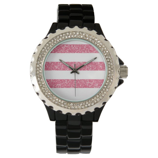 Glitzer-Look Stripes beobachten Armbanduhr (Vorderseite)