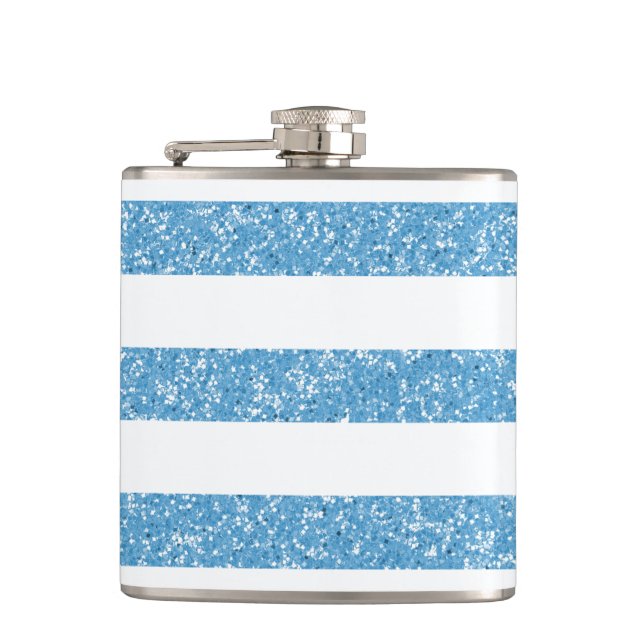 Glitzer-Look Stripes-Flasche Flachmann (Vorderseite)