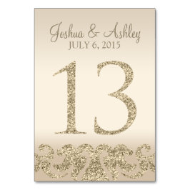 Glitzer Look Wedding Tischnummern-Table Card 13 Tischnummer