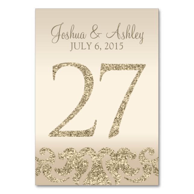 Glitzer Look Wedding Tischnummern-Table Card 27 Tischnummer (Vorderseite)