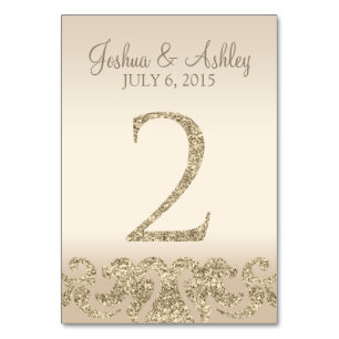 Glitzer Look Wedding Tischnummern-Table Card 2 Tischnummer