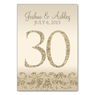 Glitzer Look Wedding Tischnummern-Table Card 30 Tischnummer