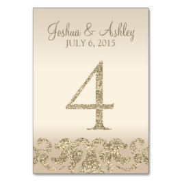 Glitzer Look Wedding Tischnummern-Table Card 4 Tischnummer