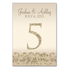 Glitzer Look Wedding Tischnummern-Table Card 5 Tischnummer
