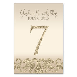 Glitzer Look Wedding Tischnummern-Table Card 7 Tischnummer