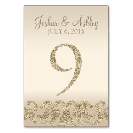 Glitzer Look Wedding Tischnummern-Table Card 9 Tischnummer