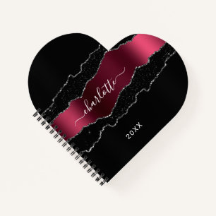 Glitzer-Mädchen aus schwarzburgundigem Marmor Notizbuch