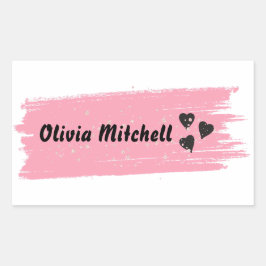 Glitzer mädchenhaft Waterproof Langname Rechteckiger Aufkleber