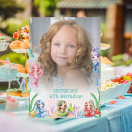 Glitzer Magical Mermaid 6. Geburtstagsfeier Foto Einladung