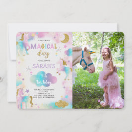Glitzer Magical Unicorn Geburtstagsfeier Foto Einladung