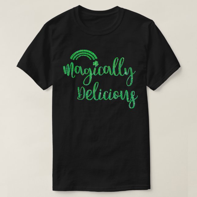 Glitzer Magisch Köstliches Regenbogen-Kleeblatt St T-Shirt (Design vorne)
