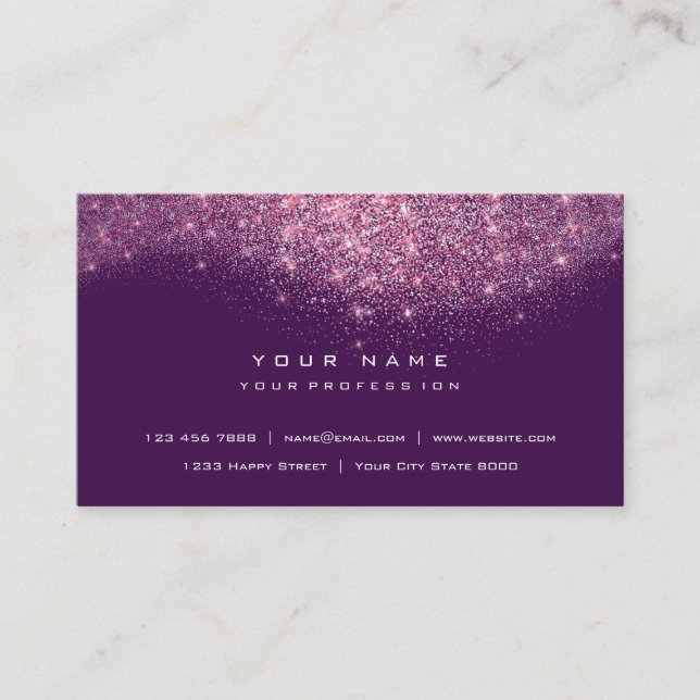 Glitzer Makeup Artist Stylist Mode Pink Lila Visitenkarte (Vorderseite)