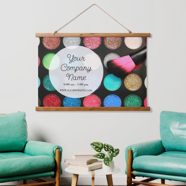 Glitzer Makeup Palette Wandteppich Mit Holzrahmen (Wohnzimmer)