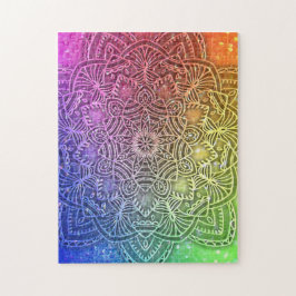 Glitzer Mandala Hologram Bright Rainbow Puzzle
