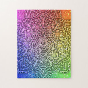 Glitzer Mandala Hologram Bright Rainbow Puzzle
