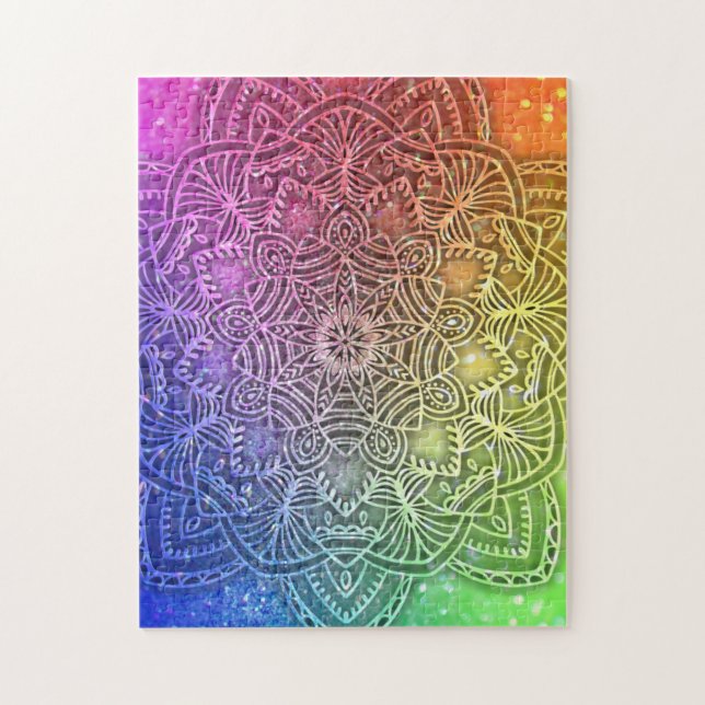 Glitzer Mandala Hologram Bright Rainbow Puzzle (Vertikal)