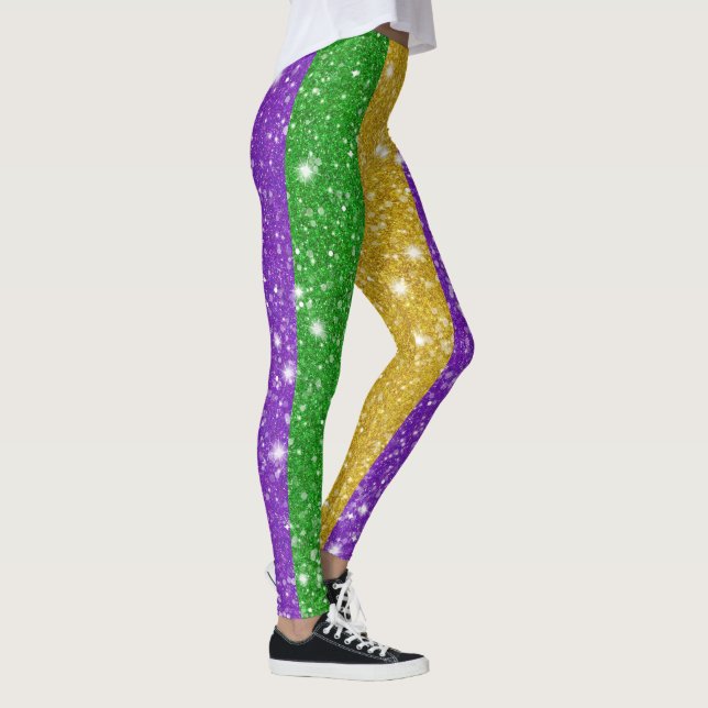 Glitzer Mardi Gras Frische Pasta machen Leggings (Rechts)