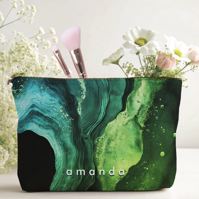 Glitzer-Marmor-Art-Monogramm 2024 für Mädchen Zubehörtasche (Von Creator hochgeladen)