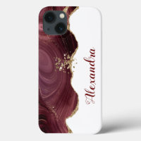 Glitzer-Maroon-Bordeaux mit Namen Case-Mate iPhon