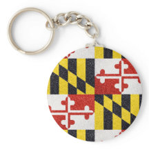 Glitzer Maryland Flag rund Schlüsselanhänger