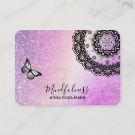 *~* Glitzer Meditation Schmetterling Reiki Mandala Visitenkarte
