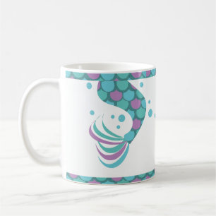 Glitzer Meerjungfrauenschwänze Streifen Schuppen Kaffeetasse