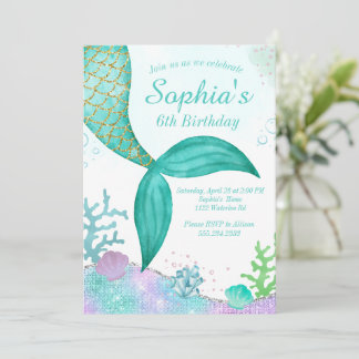 Glitzer Mermaid Birthday Einladung