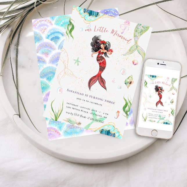 Glitzer Mermaid Birthday Einladung (Von Creator hochgeladen)