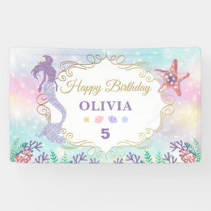 Glitzer Mermaid Geburtstag unter dem Meeresbanner Banner