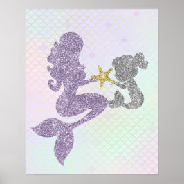 Glitzer Mermaid Mother & Child Poster