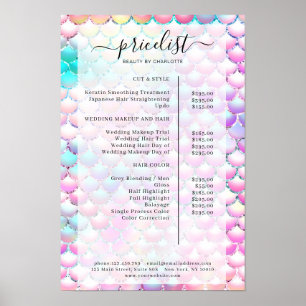 Glitzer Mermaid Pattern Salon Preisliste Poster