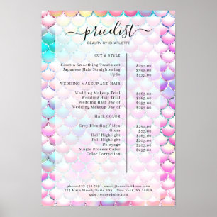Glitzer Mermaid Pattern Salon Preisliste Poster