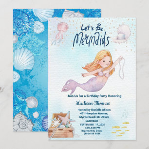 Glitzer Mermaid Under Sea Birthday Party Einladung
