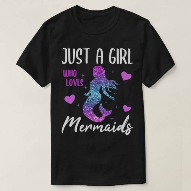 Glitzer Mermaid Women Girls Gift Hearts Stars 1 T-Shirt (Design vorne)