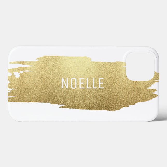 Glitzer-Metallische Pinselstriche, weiß Case-Mate iPhone Hülle (Rückseite (Horizontal))